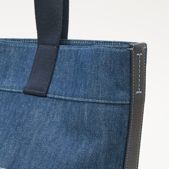 Coach Horse and Carriage Tote Bag Denim Leather Blue - Picture 11 of 14